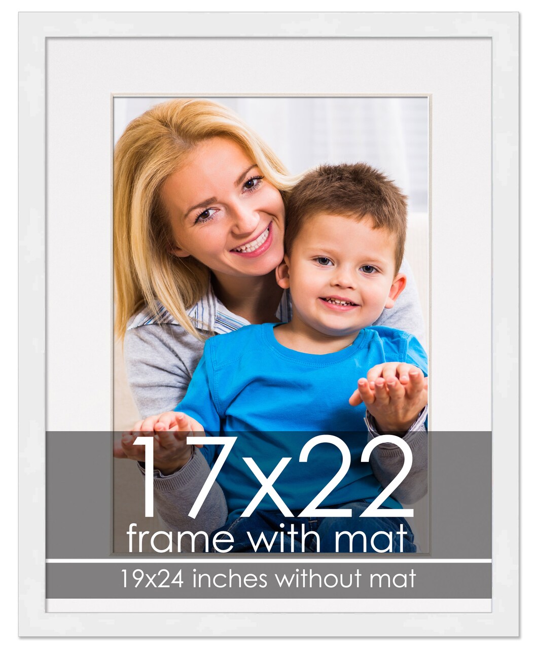 Modern White Frame with White Photo Mat, UV Acrylic Front, Foam Board Backing, 60 Sizes Available